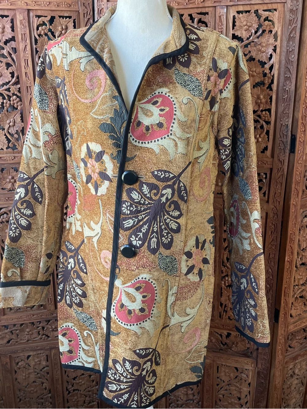 Vintage 70s PennyLane Reversible Jacquard Textile  Floral Jacket
